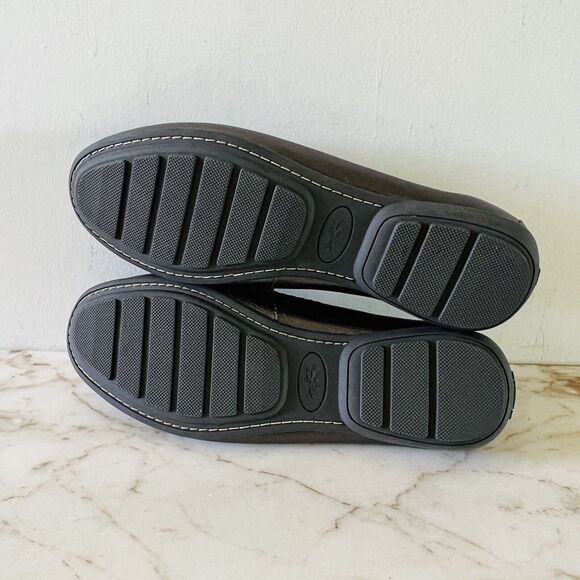 COACH Odette Solid Metallic Black Gray Leather Driver Loafer Black Logo - US 7 - Picture 8 of 8